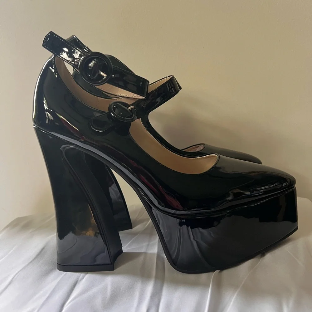 Shagal Dress Platform Heels Chunky Heel Closed Toe Mary Jane Shoes
